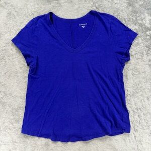 Eileen Fisher Organic Cotton Jersey V-Neck T-Shirt Indigo